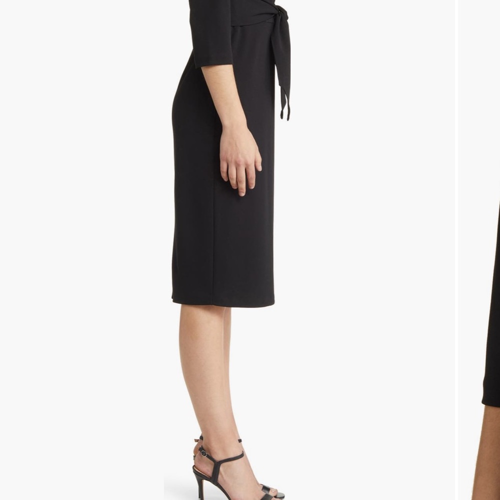 adrianna papell tie waist crepe sheath dress - Picture 5 of 10